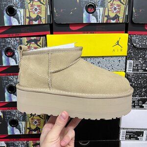 UGG Platform Ankle Womens Boots in Light Beige
